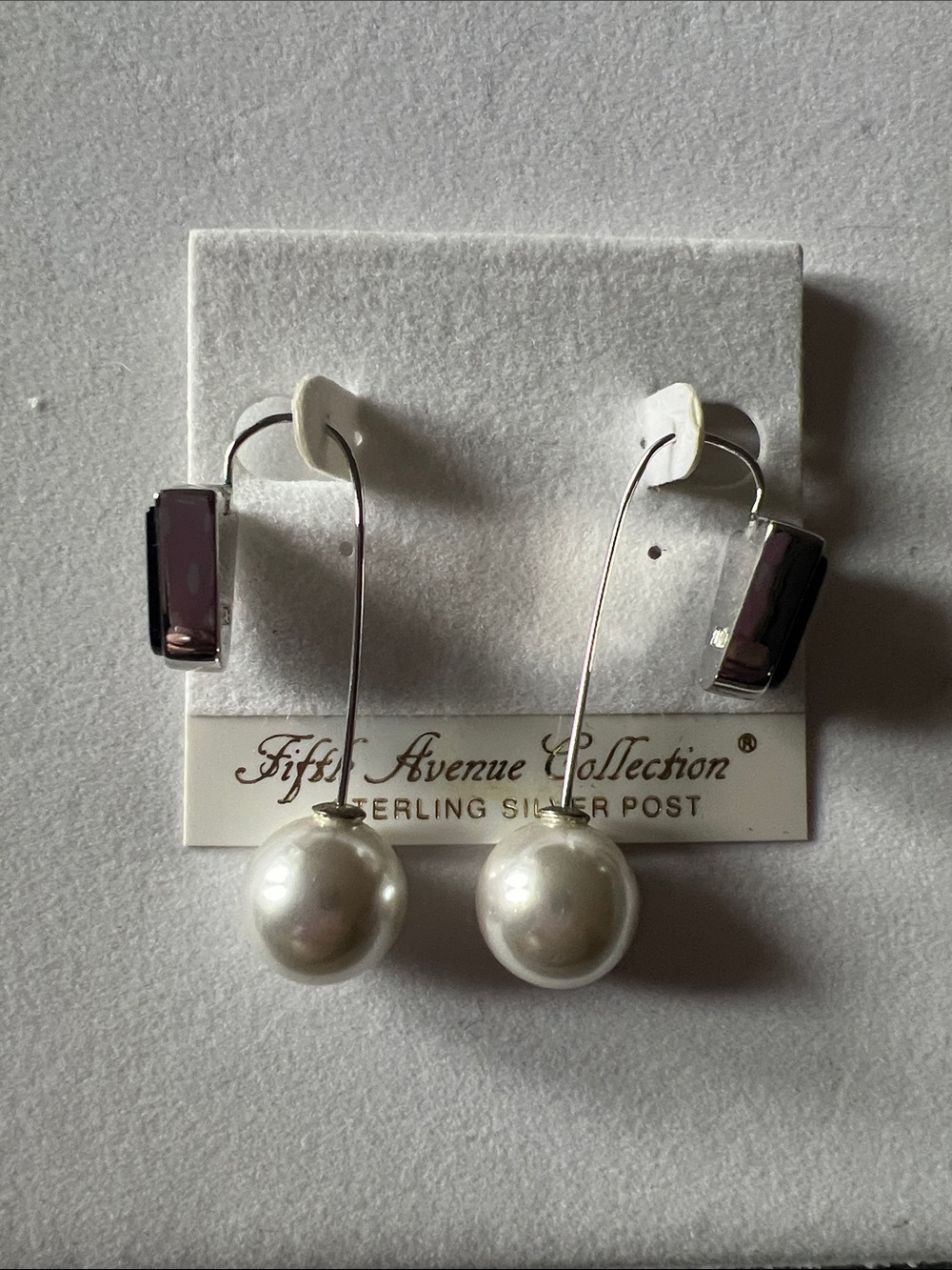 Fifth Avenue Collection Pearl Drop Earrings with Amethyst-Color Accent